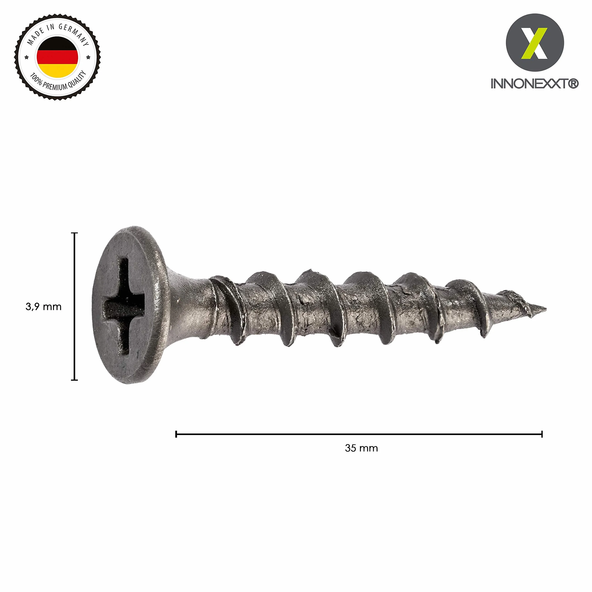 Premium Schnellbauschraube mit Grobgewinde | 3,9 x 35 mm | Gipskarton-Schraube, Rigipsschrauben, Trockenwandschrauben, Universalschrauben | Made in Germany | 500 Stück | Kreuzschlitz