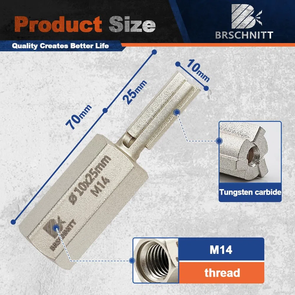 Hartmetall Fugenfräser 10mm*25mm- Mörtel Hakenbohrer mit M14 Gewinde für Mauerwerk, Mörtelentfernung, Mauerwerk, Stein, Mörtel-Rechenbohrer, fugenfräser für winkelschleifer