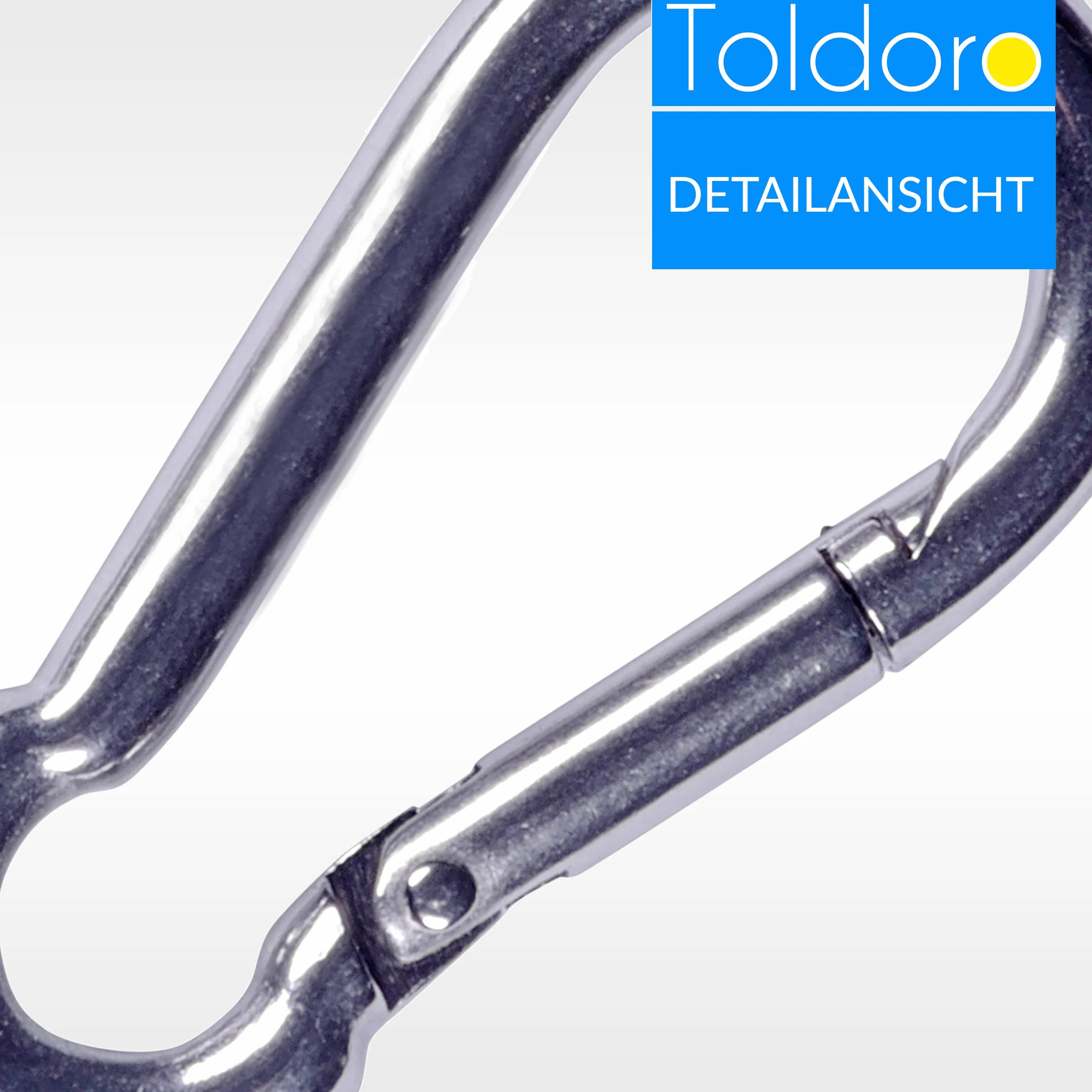 Toldoro Edelstahl Karabiner 5x50mm Rostfrei - NIRO AISI 316 V4A / Karabinerhaken Klein für Schlüsselanhänger, Blumenampel, Hundeleine/Feuerwehrkarabiner, Bruchlast 410kg