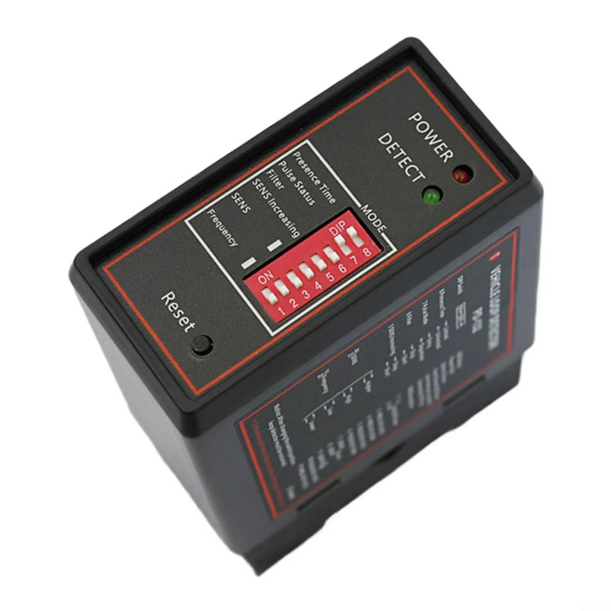 DP132 Induktiver Schleifendetektor, DC 12 V/24 V, Eink-Fahrzeugerkennungssystem für automatische Türen, Parkplatz, Zugangstore, ABS, schwarz, 78 x 40 x 108 mm, 4-stufige Empfindlichkeit (220 V)