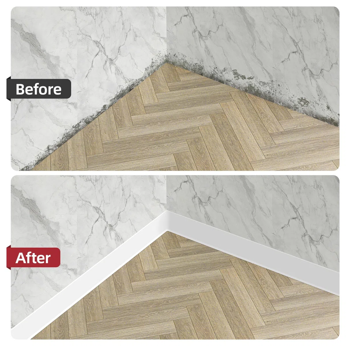 5M PVC Weichsockelleiste Selbstklebend, Flexible Sockelleiste 5cm Breite, Vinyl Abschlussleiste Boden Wand, Wasserdichte Skirting Board Trim für Küche Bad Wohnzimmer, Weiß
