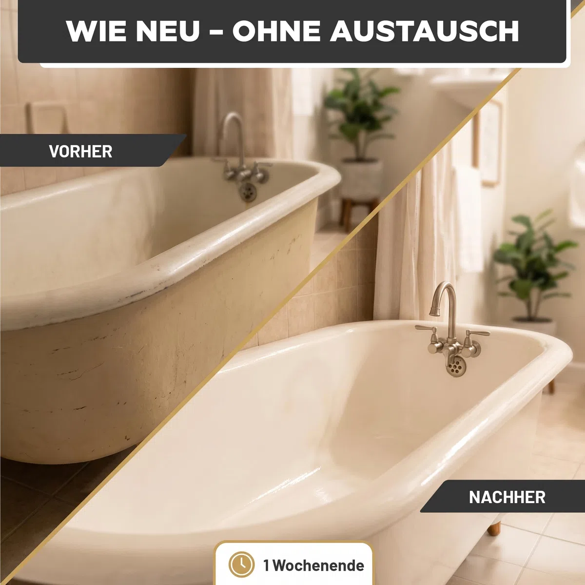 LM-Kreativ Badewannenlack 3 in 1 2K 500ml - Schwarz wie Kohle - Auch nutzbar als Fliesenfarbe & Fliesenlack für Badezimmer, Badewannen, Duschtassen. Hochdeckend, strapazierfähig & wasserfest