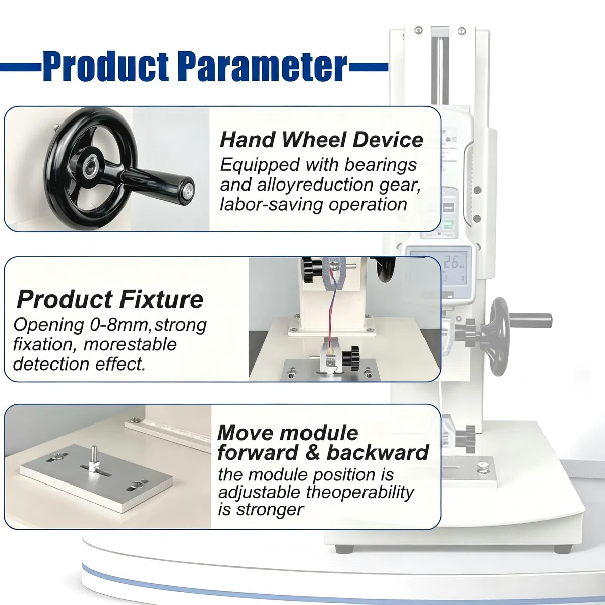 Digitale Zugprüfmaschine mit Handrad, Manueller Kraftmesserständer, Digitalanzeige, 5 Sonden, Pull Push Tester für Textilien, Sport, Federn,