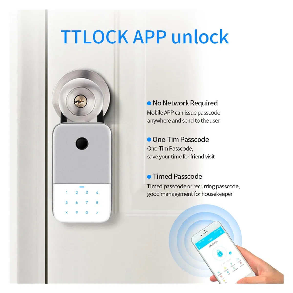Safe Outdoor Smart Finrabdruck-schlüsselkasten Larung Heime Tastensperre Sicherungskasten TTlock App Entsperren Sicherheitsbox Vorhänschloss(TTLOCK-Finger)