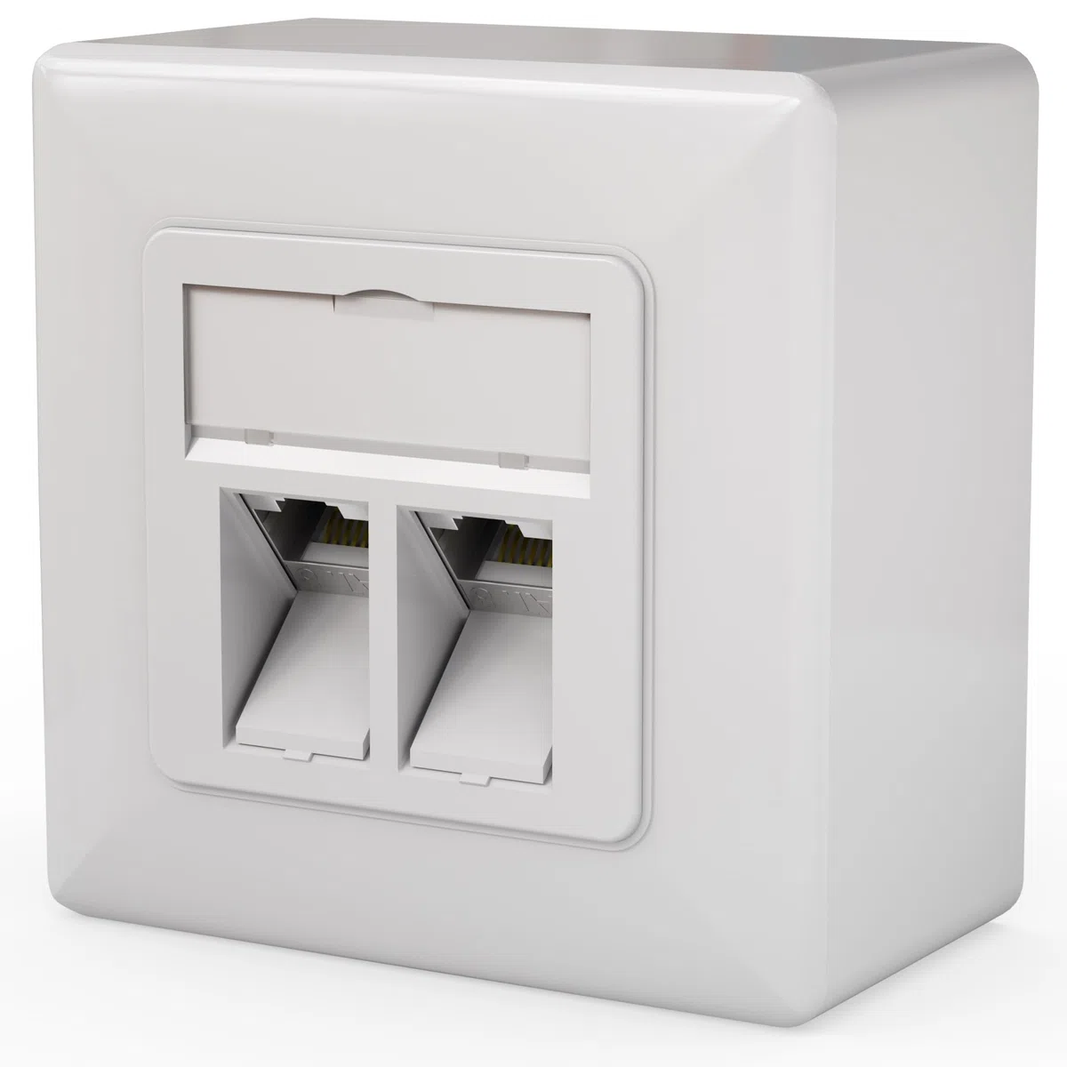 CAT8.1 Universal Netzwerkdose, 40 Gbit/s Ethernet, Aufputz oder Unterputz, 2x RJ45 Keystone geschirmt, EIA/TIA-568-A/B 8P8C, Abwärtskompatibel zu CAT8, CAT7, CAT6a, CAT6, CAT5e, CAT5 …, weiß