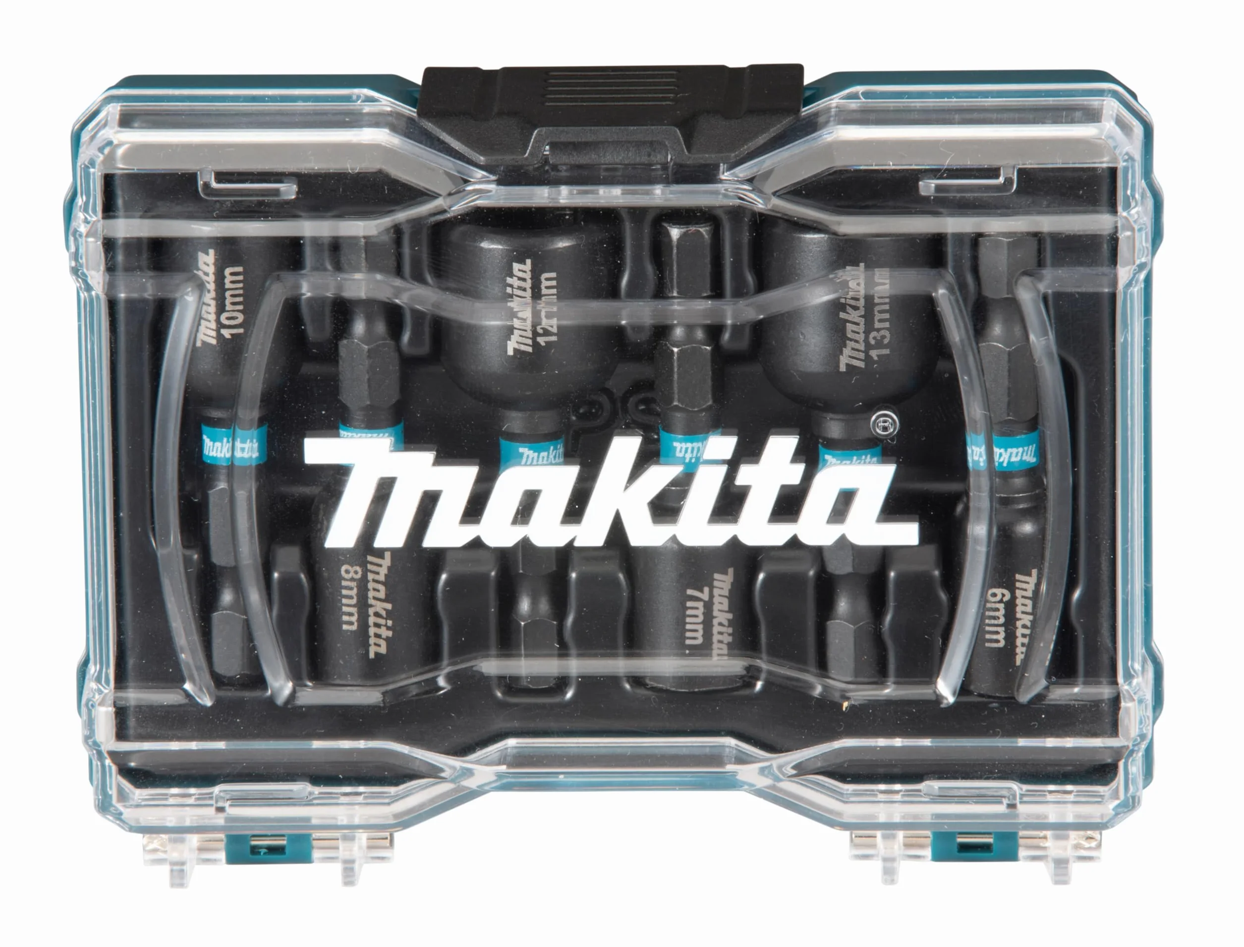 Makita E-15768 Impact Black Steckschlüssel-Set 6-teilig in Aufbewahrungbox, SW6 - SW13, magnetisch, Steckschlüssel 50 mm lang