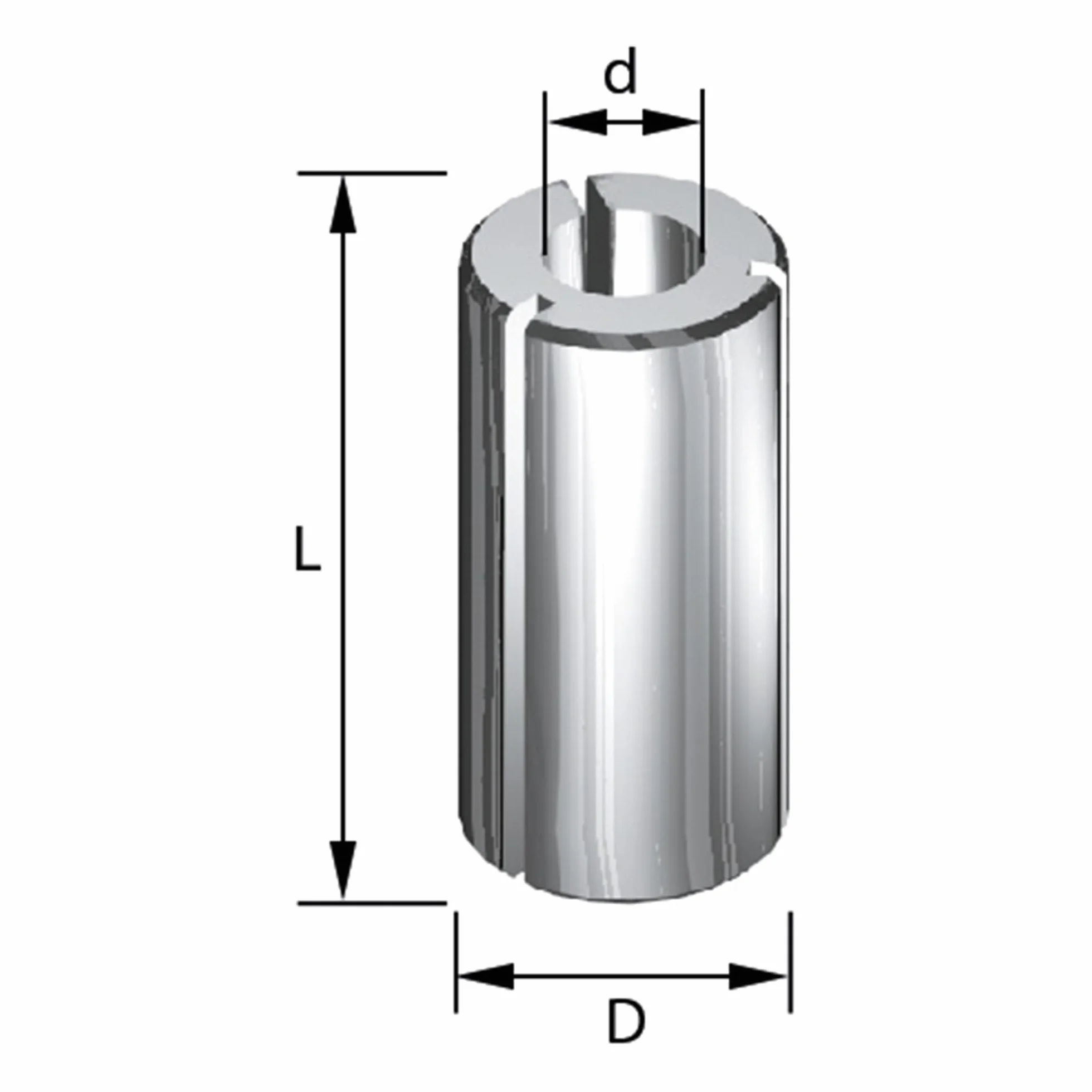ENT 21190 Reduzierhülse Innendurchmesser (d) 6 mm, Durchmesser (D) 8 mm, L 26 mm