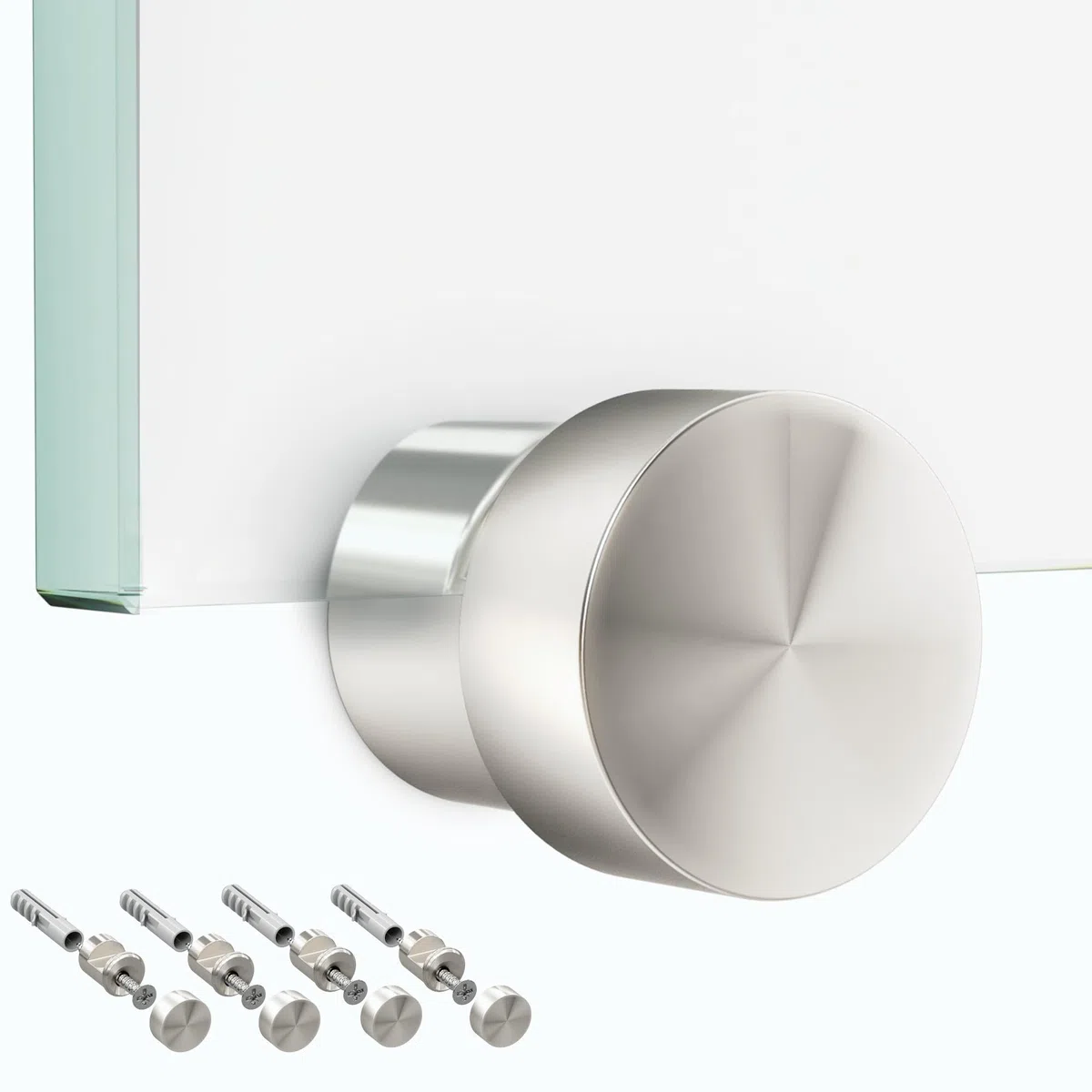 Raumhero Glasklemme Edelstahl (Komplettset 4 Stk.) - Universell für Plattenstärke 2,5-6mm - Klemmbefestigung für Glasbild, Alu Dibond, Spiegelhalterung & Spritzschutz Befestigung (5 mm Wandabstand)