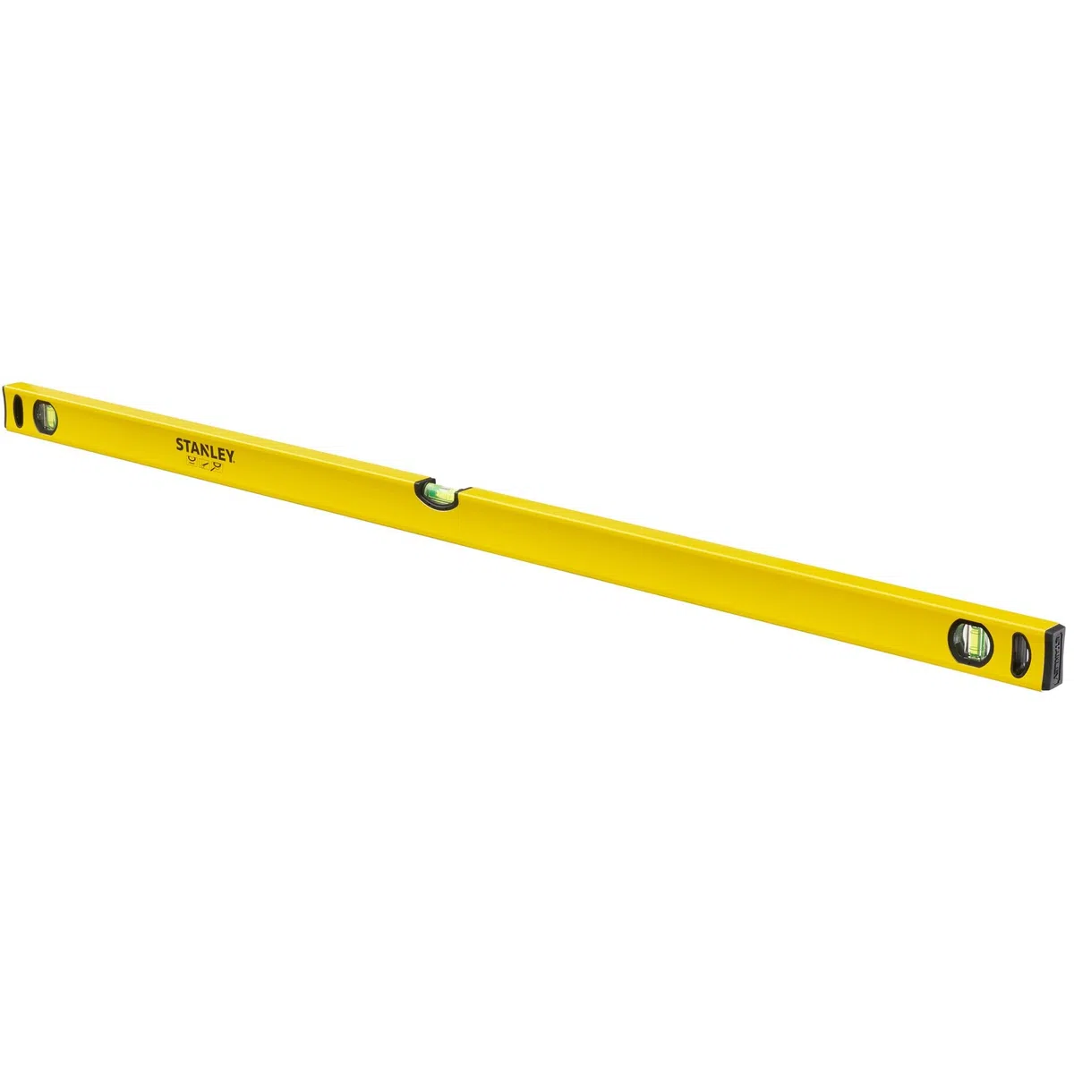 STANLEY Hohlprofil-Wasserwaage Klassik (120 cm Länge, horizontale/vertikale Libelle, Schockabsorber, Genauigkeit ±0,5 mm/m) STHT1-43106
