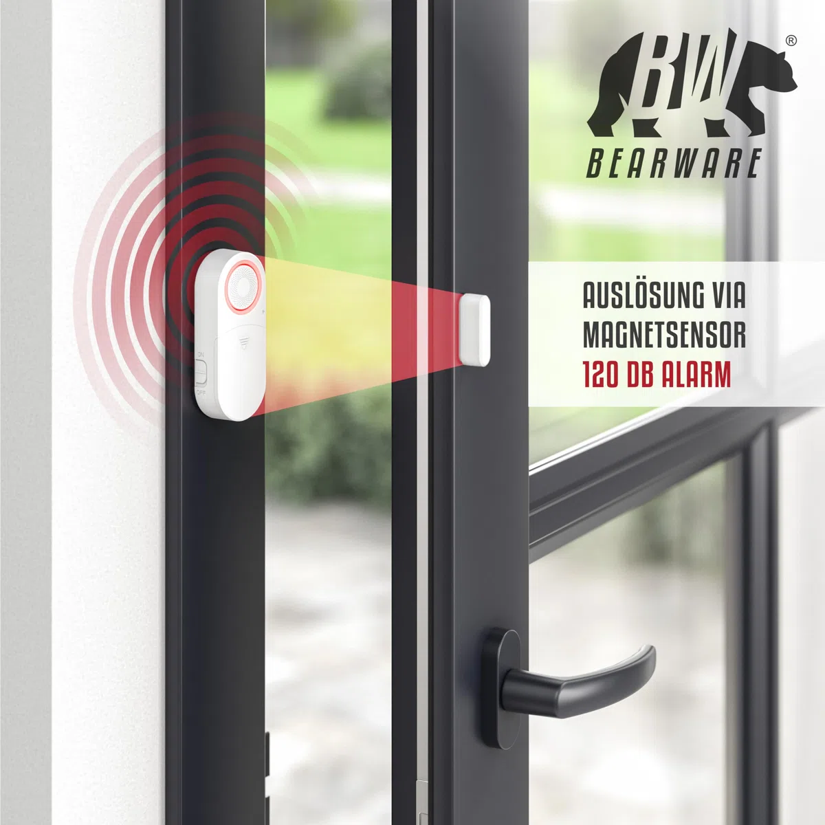 CSL - 2X Fensteralarm Einbruchschutz - Türalarm - 120 dB lauter Signalton Alarmsensor - Tür und Fenster - 2er Set mit Batterien - Alarmanlage - Wohnmobil - Gartenhaus