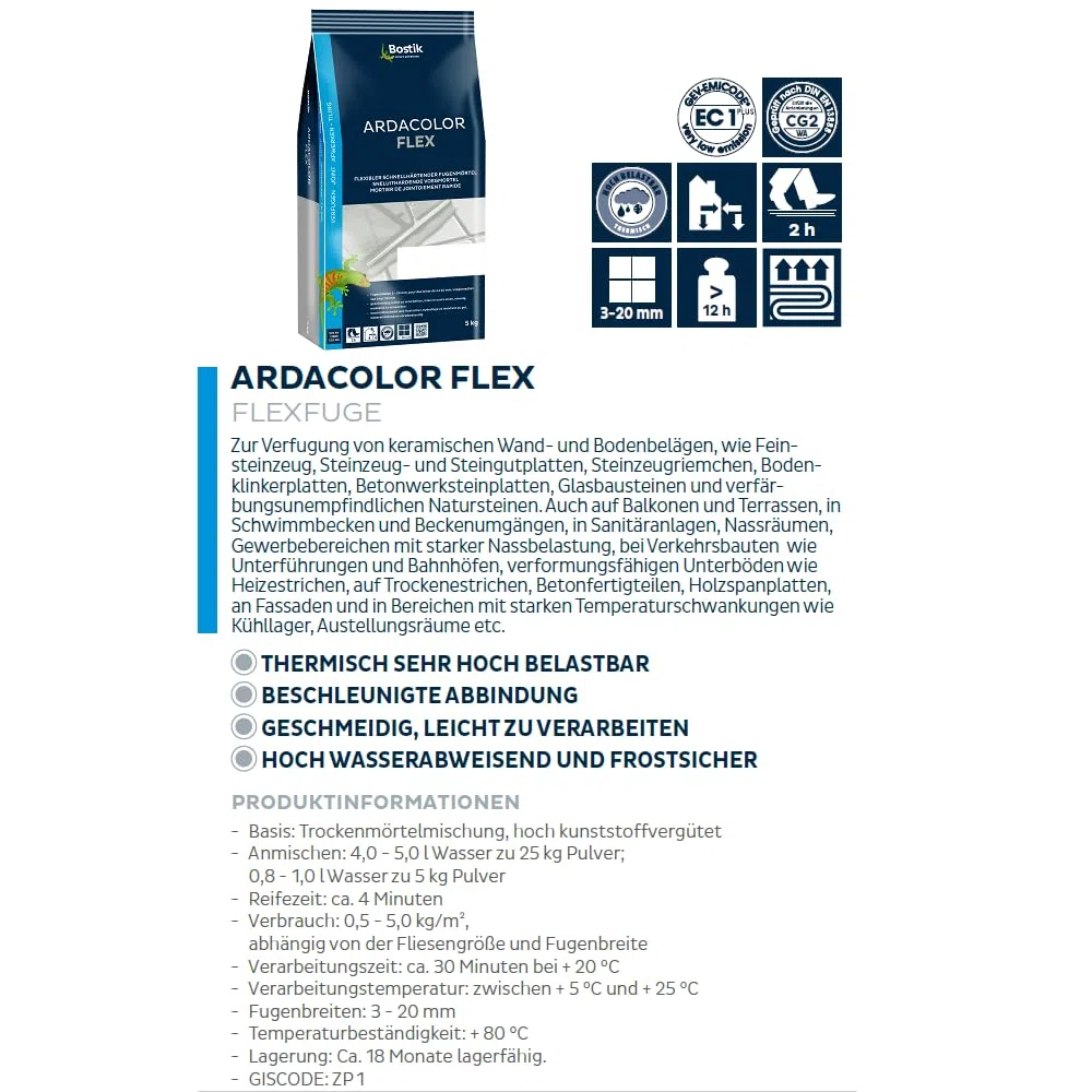 Bostik 30603959 ARDACOLOR FLEX hellgrau Fugenmörtel