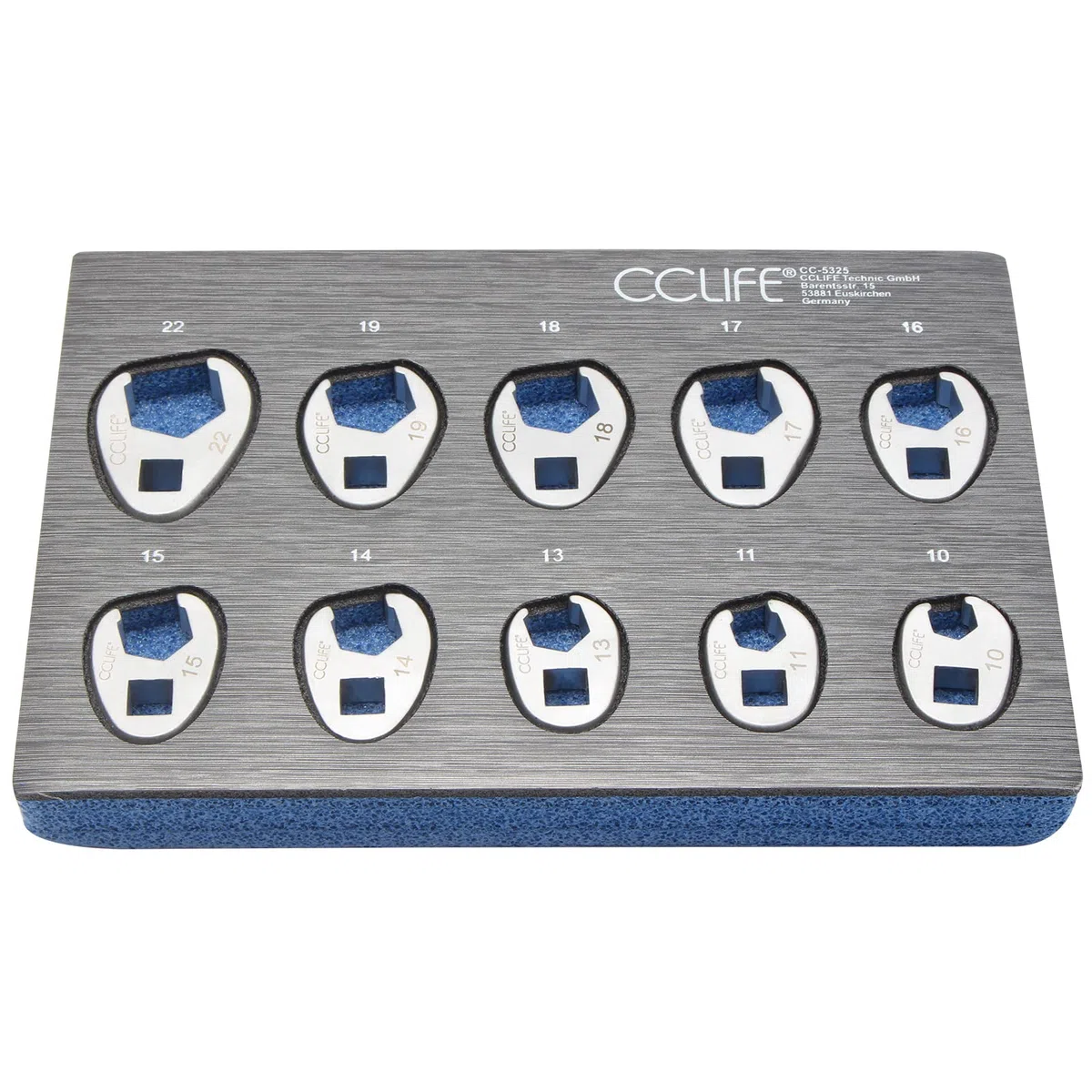 CCLIFE 10tlg Hahnenfußschlüssel Hahnenfuß Schlüssel Steckschlüssel Drehmoment 1/2" 3/8" Außenvierkantantrieb | 10-22mm