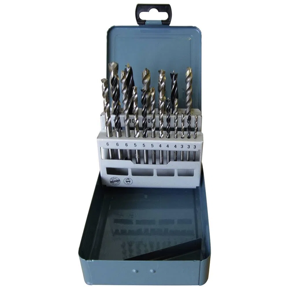 Makita D-46202 Bohrer-Set 18-teilig in Bohrerkassette, für Stein, Metall und Holz, Ø je 3-10 mm, Rundschaft