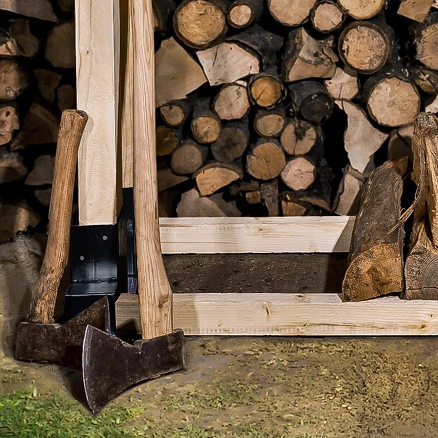 Holzstapelhilfe,stabile Holz Stapelhilfe,Brennholz Stapelhilfe,Holzstapelhalter,Kaminholz,Gestell Holz schwarz (8 Stück)