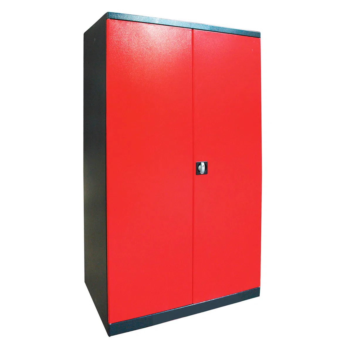 DEMA Werkzeugschrank Vollmetall 110x192x58 cm – Werkstattschrank, Metallschrank, Aufbewahrungsschrank – anthrazit/rot, 4 Böden, robust, stabil – Werkstatt, Garage, Heimwerker, Handwerk
