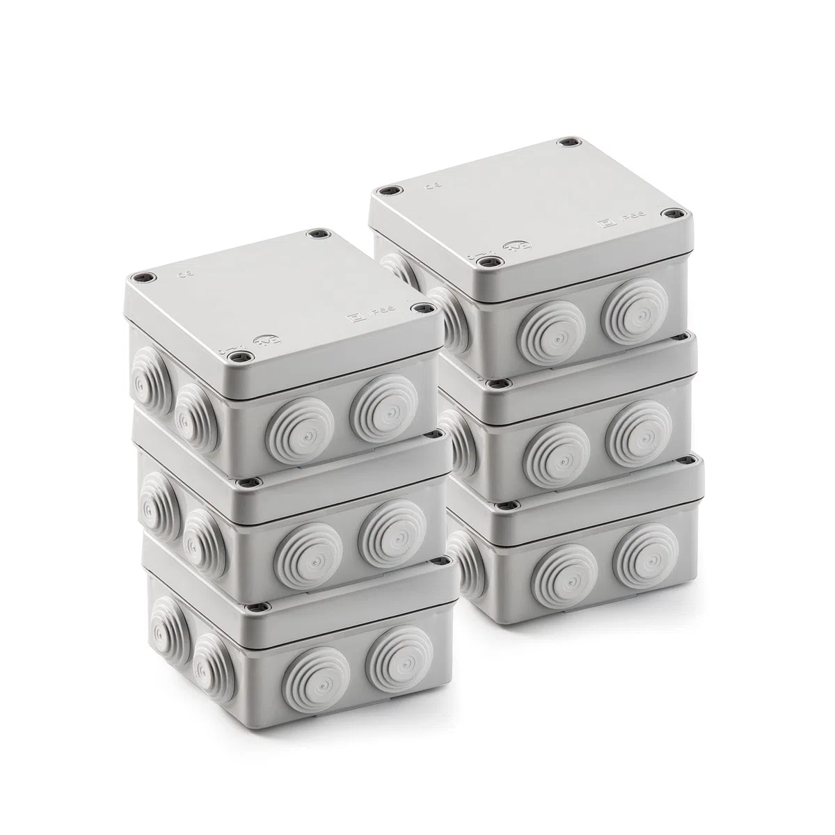 FAMATEL – Packung mit 6 wasserdichte Abzweigdose IP55 (3011) | Halogenfrei | Hohe Schlagfestigkeit | Schrauben 1/4 Drehung | Einfache Montage | Metrischer Kegel | 112x112x64 | Grau