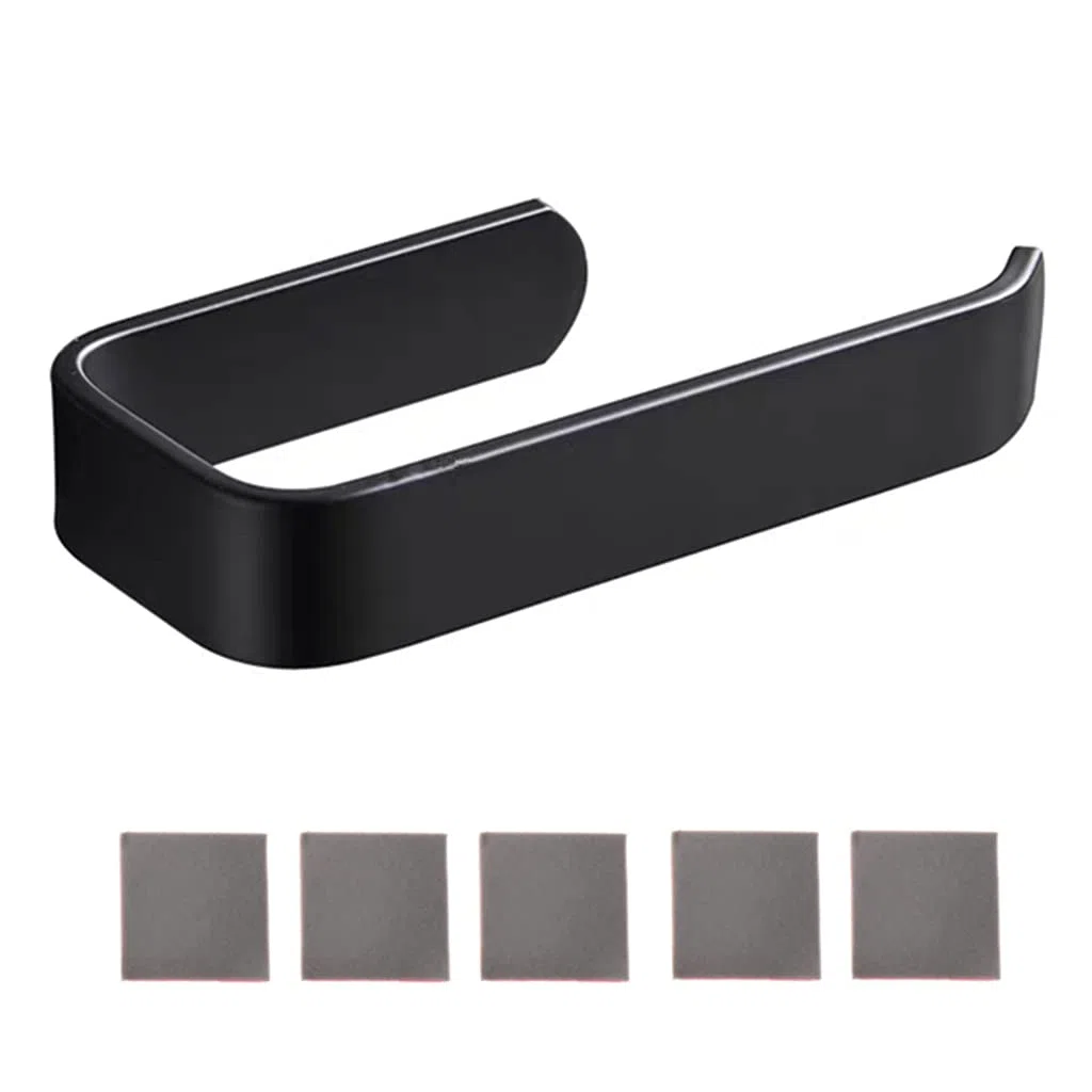 Toilettenpapierhalter aus Acryl, selbstklebend, für Bad und Küche, Schwarz/Transparent/Weiß