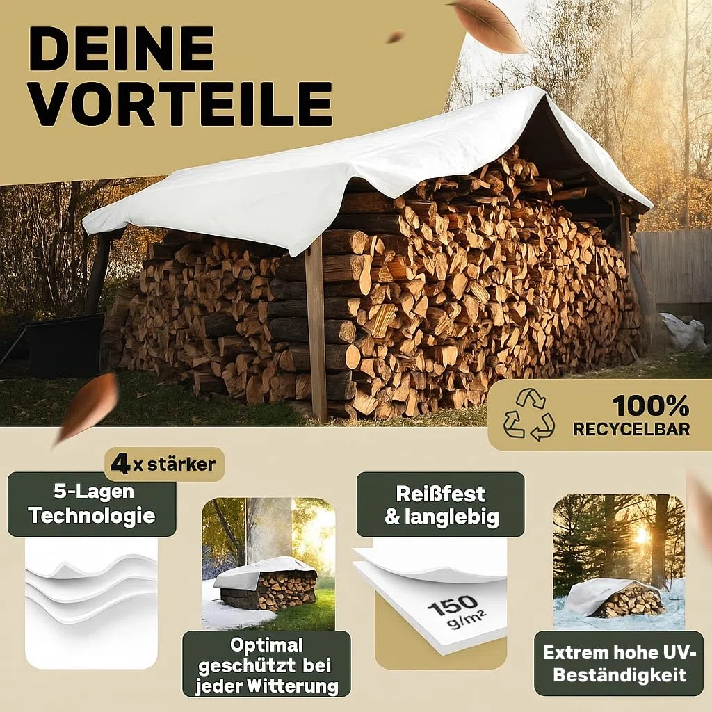 Abdeckplane 4x4m - Mind. 5 Jahre UV-stabil. wasserdicht - Poolplane rechteckig. Silofolie. Abdeckfolie. Poolfolie. Siloplane. Gartenfolie