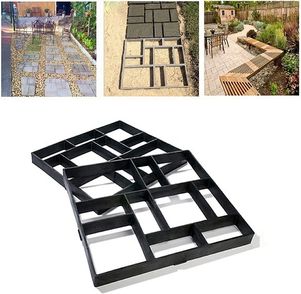 unho Pflasterform Betonform Gehweg Form: DIY Schalungsform Pflasterstein Gießen Schablone für Garten Beton, Gehweg, Pflastersteine, Pflastersteine, Terrassenplatten, 50 x 50cm