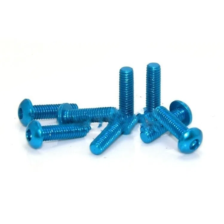 20 stücke M3 * 5/6/8/10/12/14/16mm Eloxiert licht Blau Farbe Aluminium Innensechskant Taste Kopf Schraube for RC Modell Schrauben(M3x5)