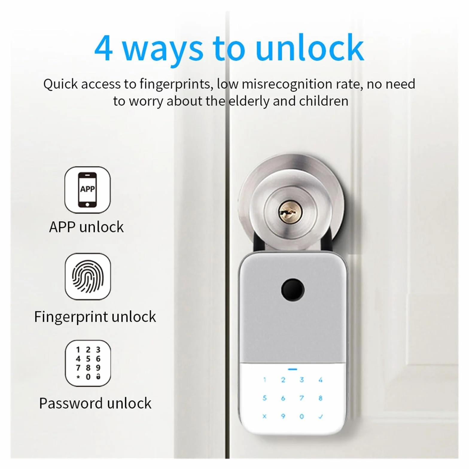 Safe Outdoor Smart Finrabdruck-schlüsselkasten Larung Heime Tastensperre Sicherungskasten TTlock App Entsperren Sicherheitsbox Vorhänschloss(TTLOCK-Finger)