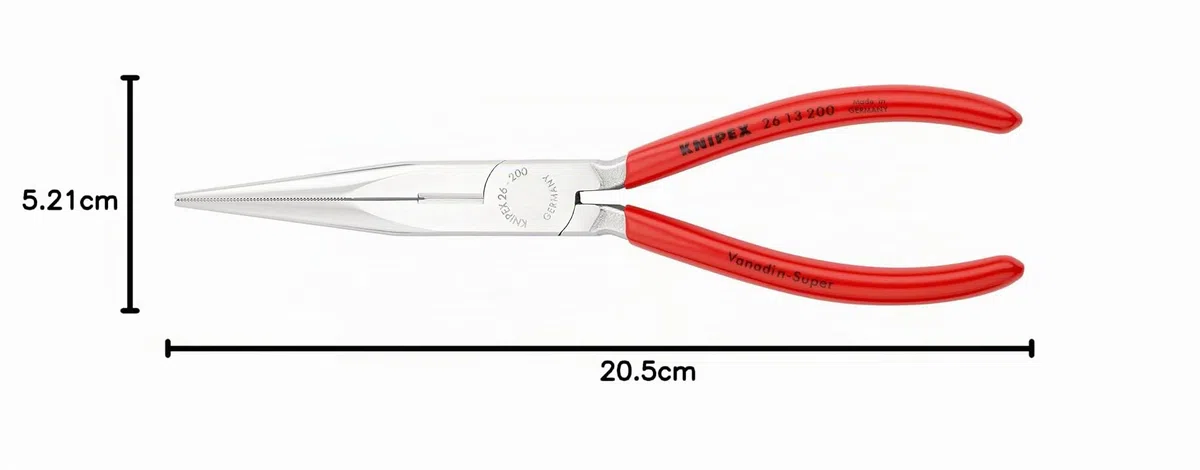 KNIPEX Flachrundzange mit Schneide (Storchschnabelzange) verchromt mit Kunststoff überzogen 200 mm, 26 13 200