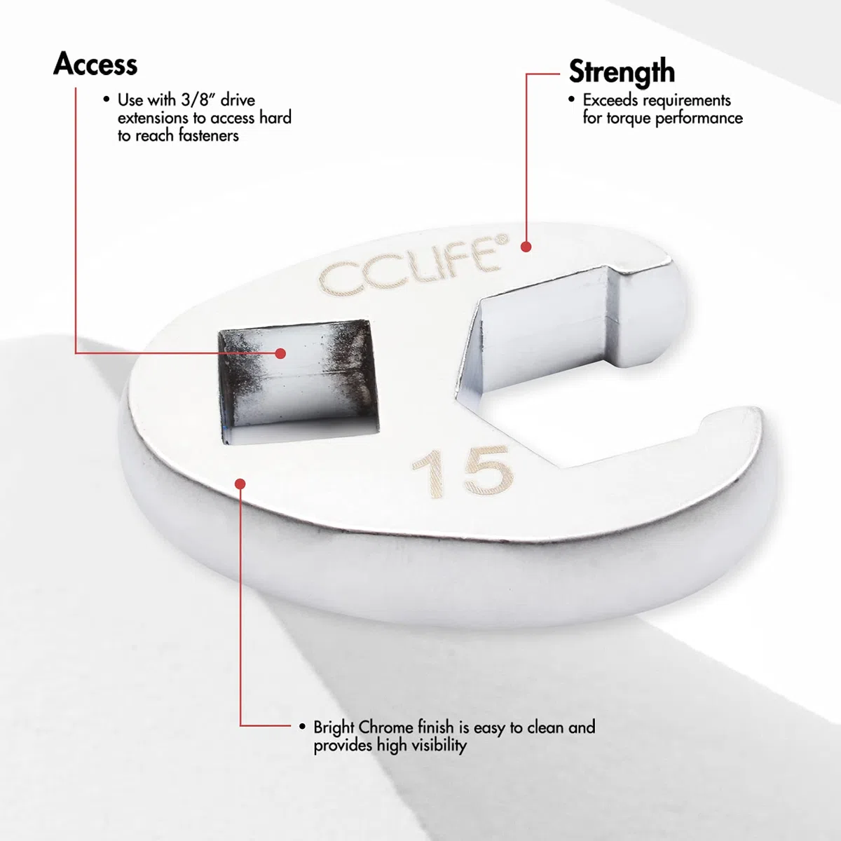 CCLIFE 10tlg Hahnenfußschlüssel Hahnenfuß Schlüssel Steckschlüssel Drehmoment 1/2" 3/8" Außenvierkantantrieb | 10-22mm