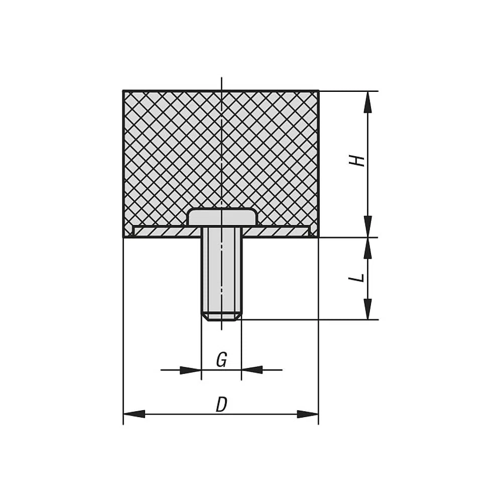 Gummipuffer Typ D M4 Ø20x5 mm Gummipuffer, Schwingungsdämpfer, Elastikpuffer, Vibrationsdämpfer, Silentblock, Anschlagpuffer, Gummi-Metall-Puffer