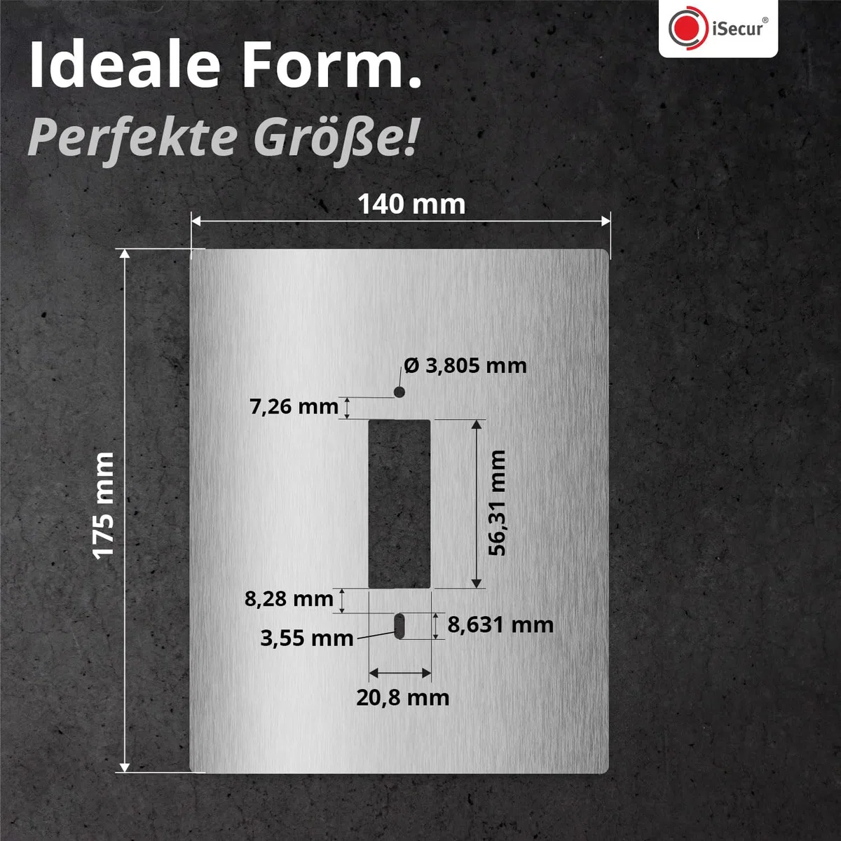 iSecur Blende passend für Ring Videotürklingel aus Edelstahl I Wired Doorbell Pro 3. Gen (2025) I Klingelschild I 140 x 175 mm I Türstation Platte für Klingel I az227