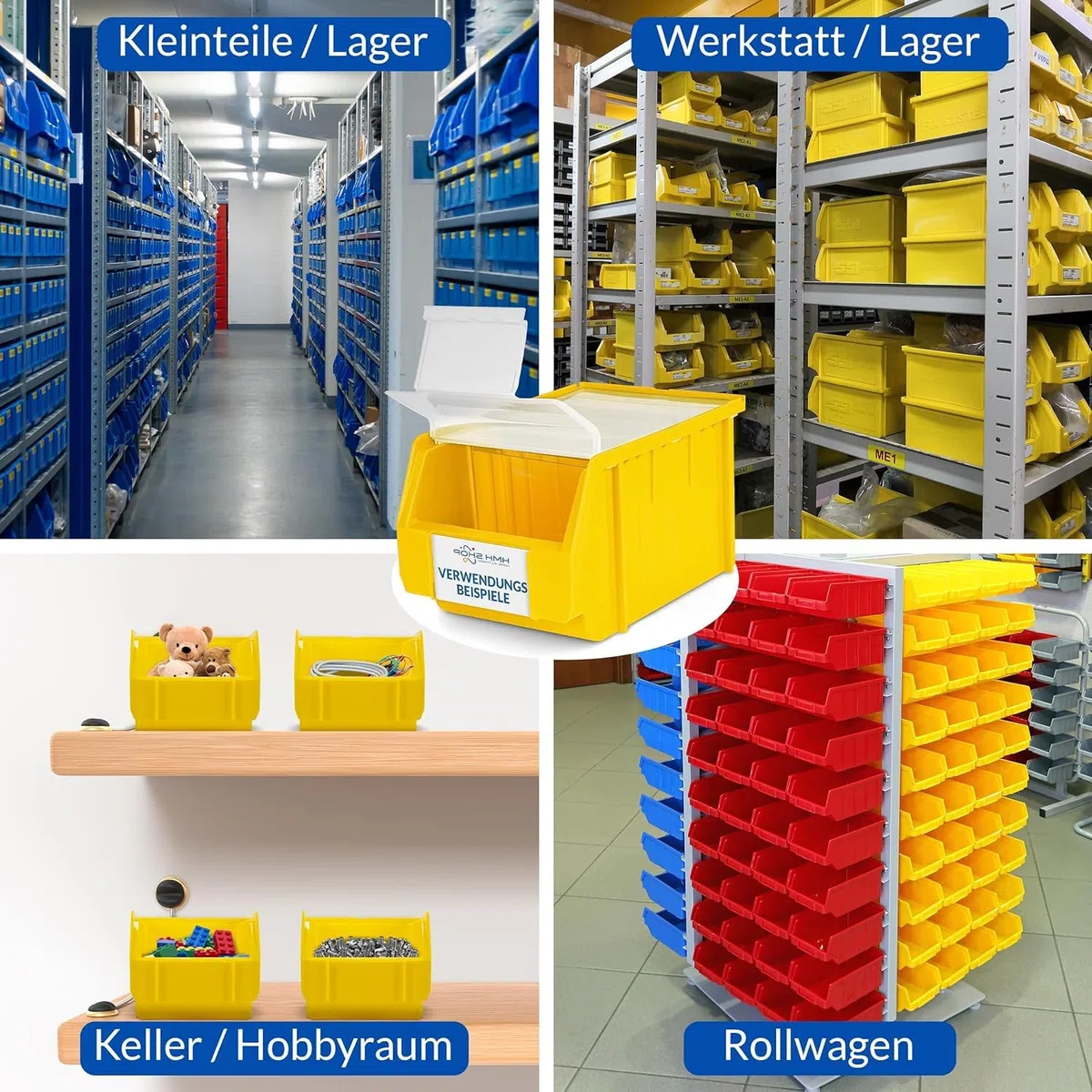 HMH 26x Stapelboxen Größe M Werkstatt Garage Keller Sichtlagerboxen 230x150x130mm Lagerboxen ANTHRAZIT Sichtlagerkästen Kleinteile Aufbewahrung