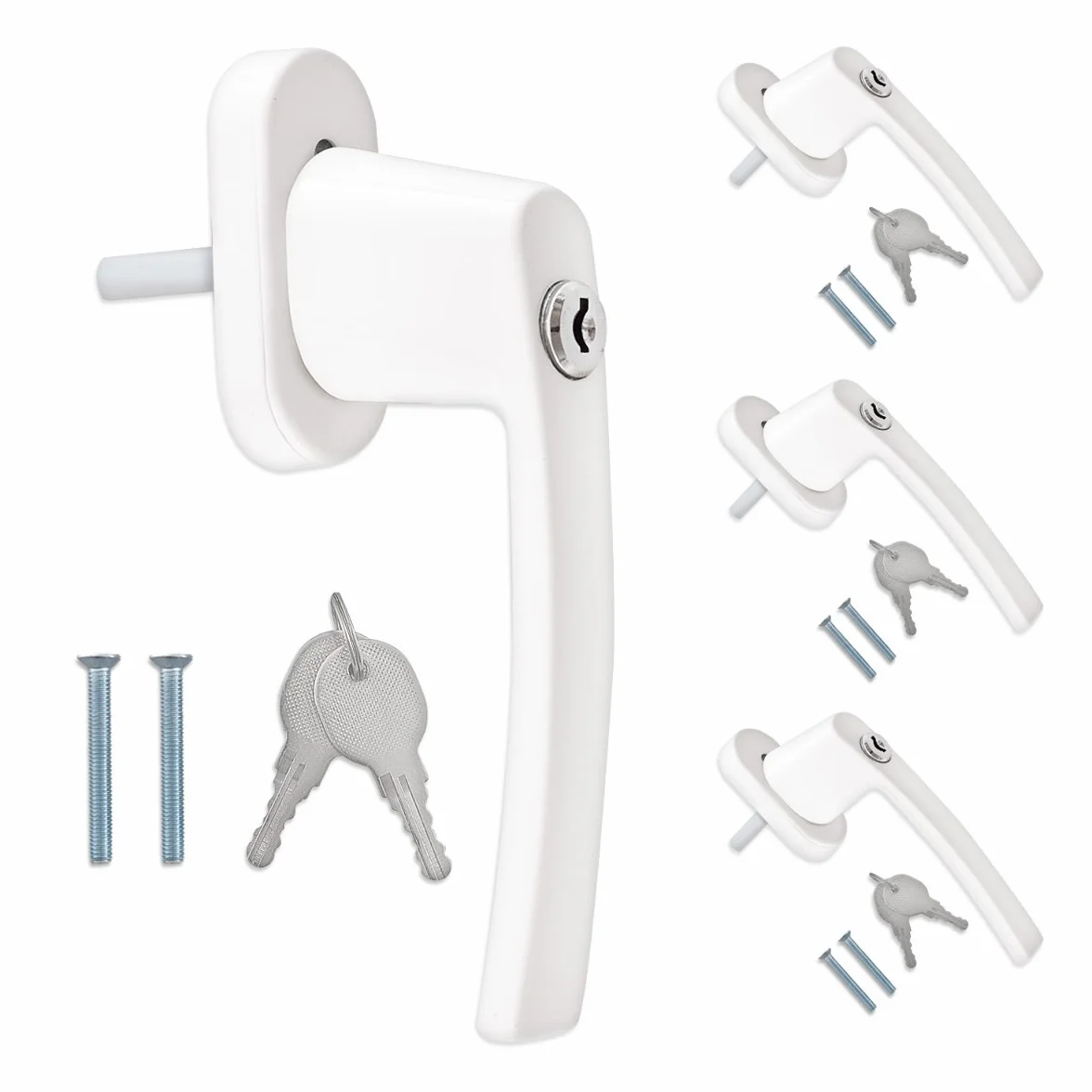 kwmobile Fenstergriffe abschliessbar - 4x Aluminium Fenstergriff - Kindersicherung Fenstersicherung - Stiftlänge 35mm - Fensterschloss Balkontür Sicherung - Fenstergriffe weiß