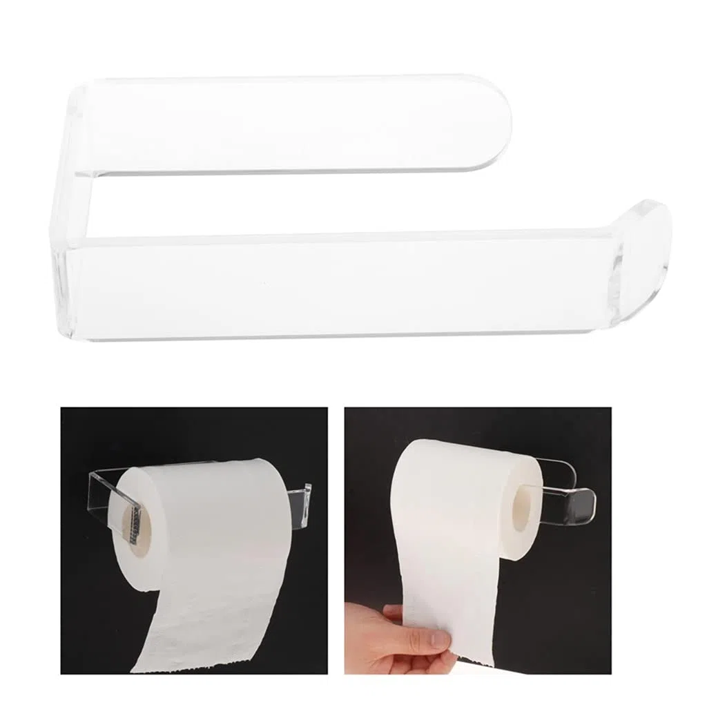 Toilettenpapierhalter aus Acryl, selbstklebend, für Bad und Küche, Schwarz/Transparent/Weiß