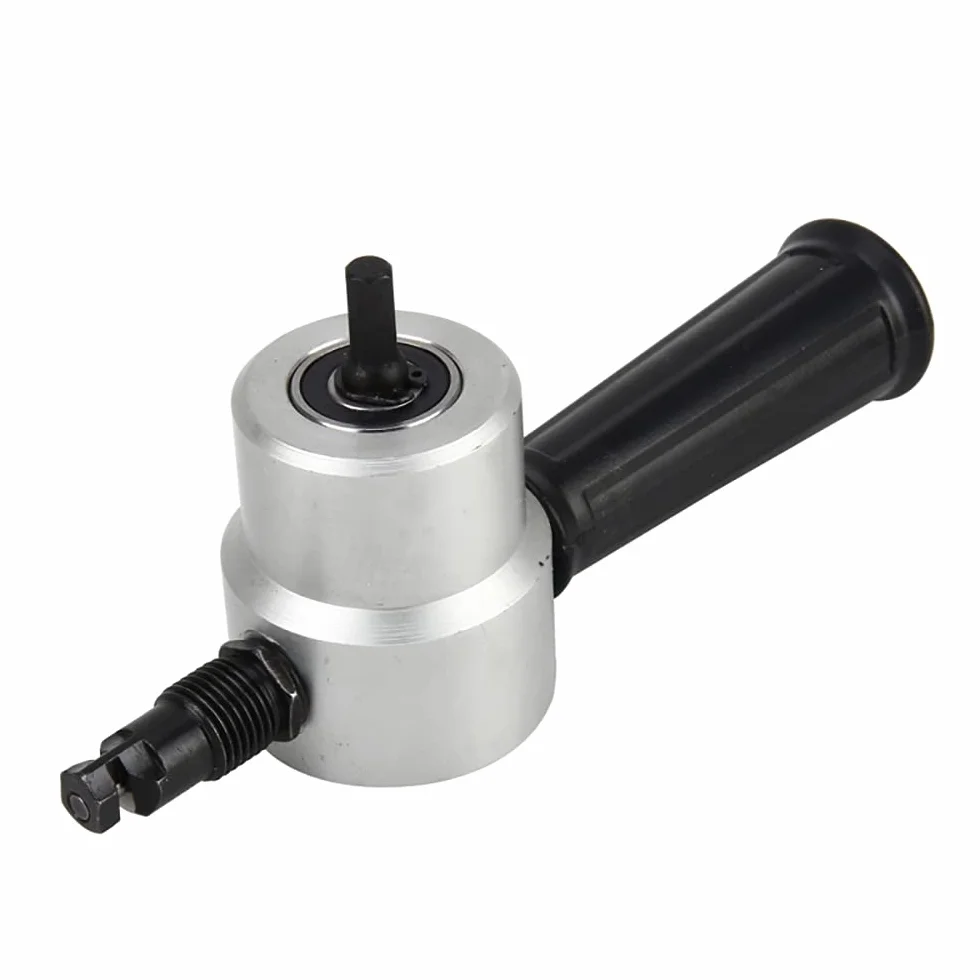 Doppelkopf-Blechknabberschneider, 360 Grad verstellbar, Bohrmaschinen-Nibbler-Schneidwerkzeug-Set