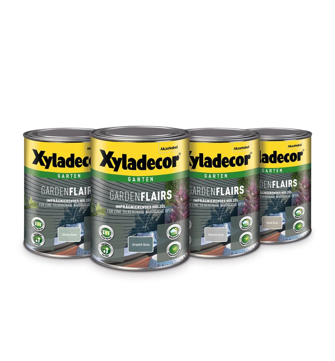 Xyladecor GardenFlairs, Imprägnierendes Holzöl mit dekorativem Metalleffekt, Graphit Grau, 1 l