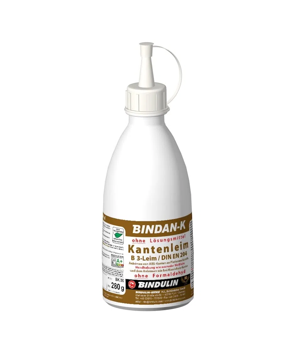 BiNDAN-K Kantenleim Holzleim Kunstharzleim (1-Komponenten-B3-Leim) inkl. 1 Pinsel von E-Com24 (Kantenleim 280 gr.)