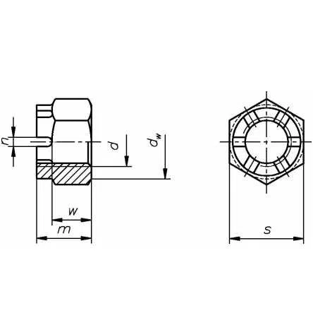 Reidl Kronenmuttern M 24 x 2 mm DIN 935 6/6 Au (Stahl - gedreht) blank 25 Stück