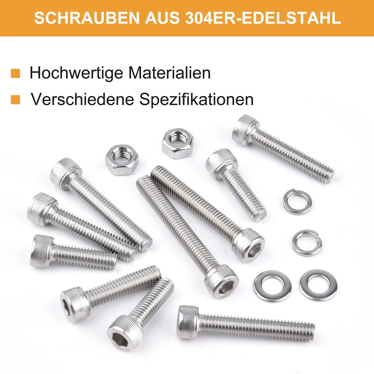 VIGRUE 238 Stück M6 Zylinderschrauben mit Innensechskant DIN 912 (ISO 4762) Vollgewinde Zylinderkopfschrauben aus Rostfreiem Edelstahl A2-70 Gewindeschrauben mit Muttern und Unterlegscheiben