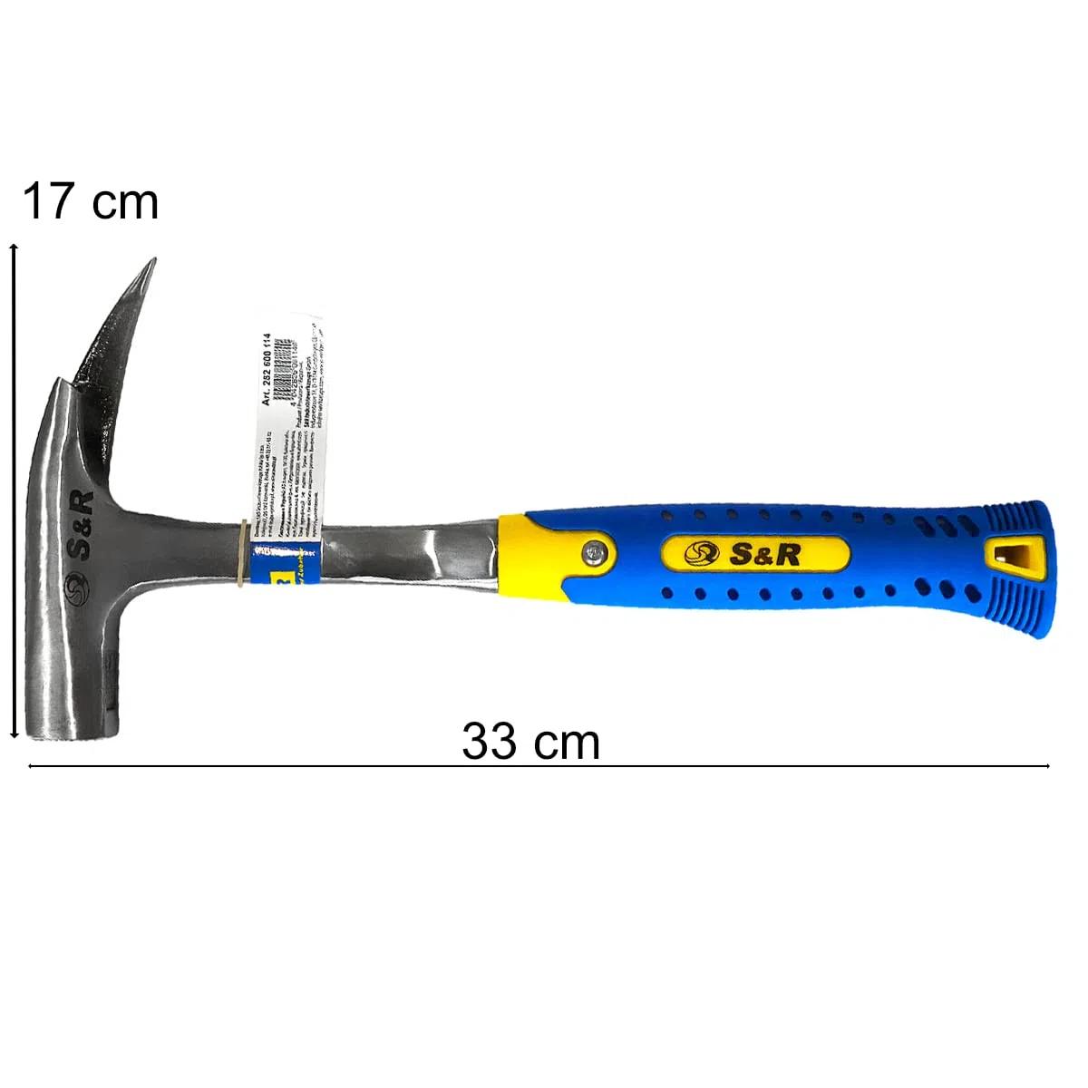 S&R Latthammer, Zimmermannshammer 600 g Kopfgewicht, Fiberglasstiel, magnetischer Nagelhalter, geschmiedeter Stahl, rutschfester vibrationshemmender Griff, Klauenhammer Stahlhammer