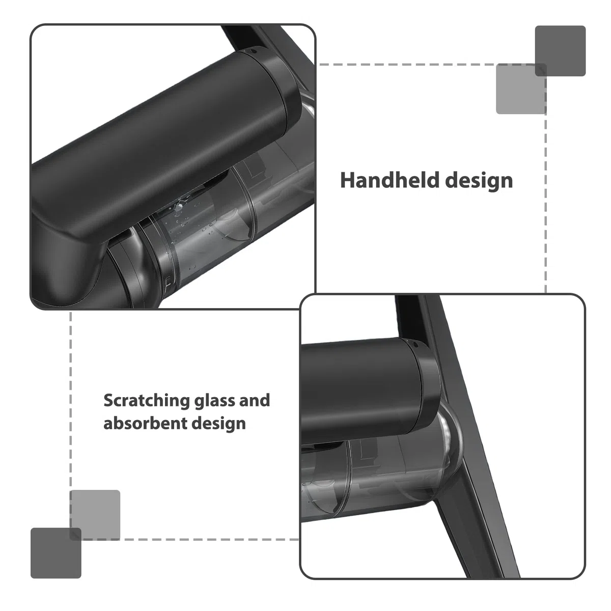 Akku Fenstersauger, Fensterreiniger Elektrisch, Fenstersauger Elektrischer, 2 in 1 Glasschaber und Wasserabsorber, Ohne Streifen Und Wasserflecken, Fensterputzgerät Für Fenster,Autos Spiegel(Schwarz)