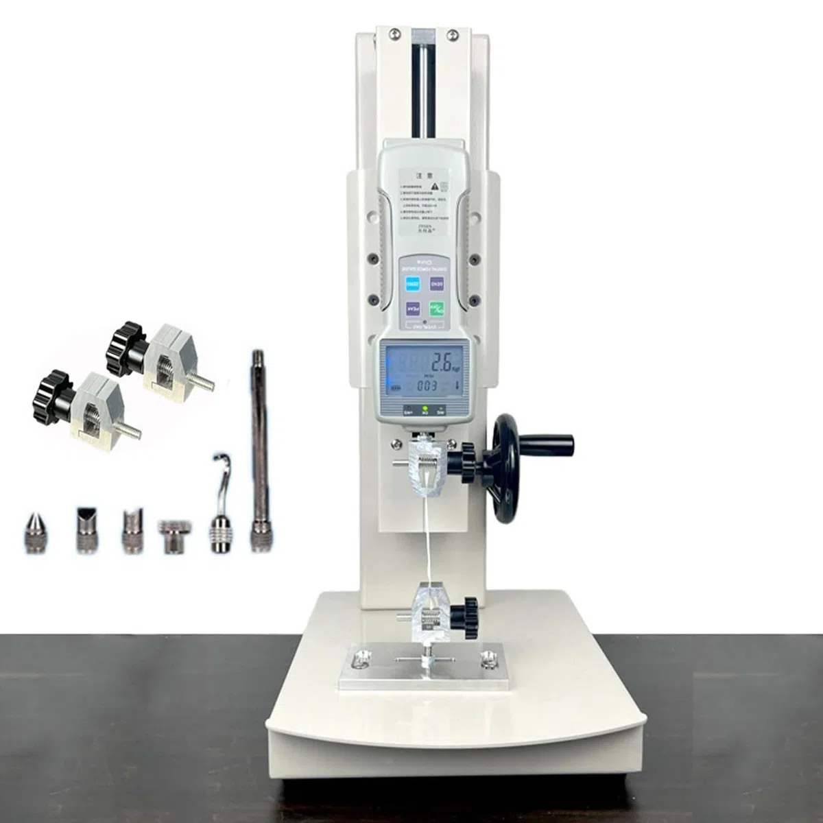 Digitale Zugprüfmaschine mit 300 mm Hub und mehreren Zubehörteilen zur Materialfestigkeitsanalyse
