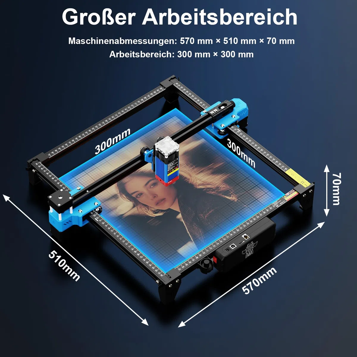 Twotrees TTS 55 Pro Laser Graviermaschine+ Honeycomb Wabentisch 300x300mm