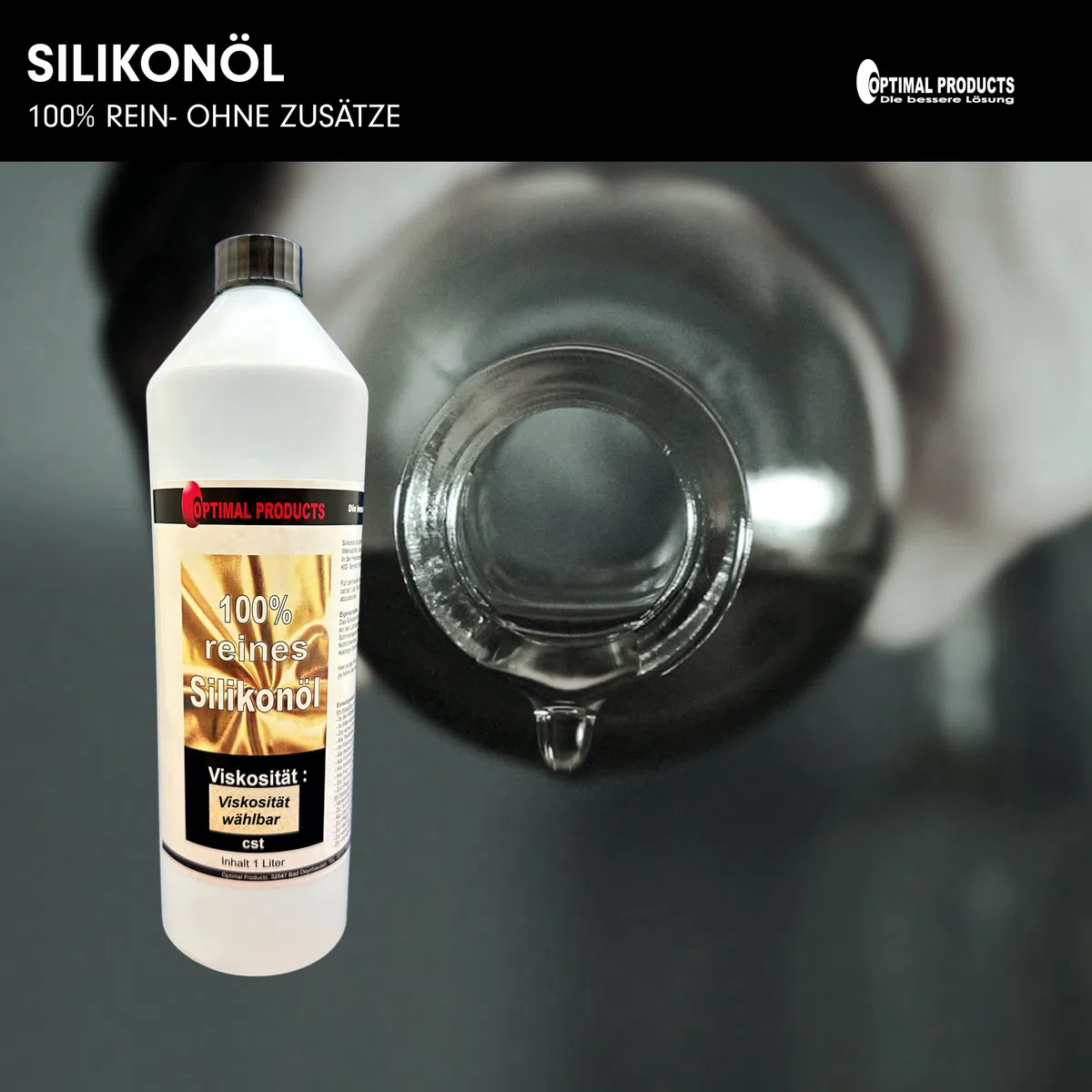 Optimal Products Silikonöl 1l I Reinstes Silikon geruchlos I Schmieröl für Metalle, Kunststoffe & Gummi I 1 Liter 100 cst