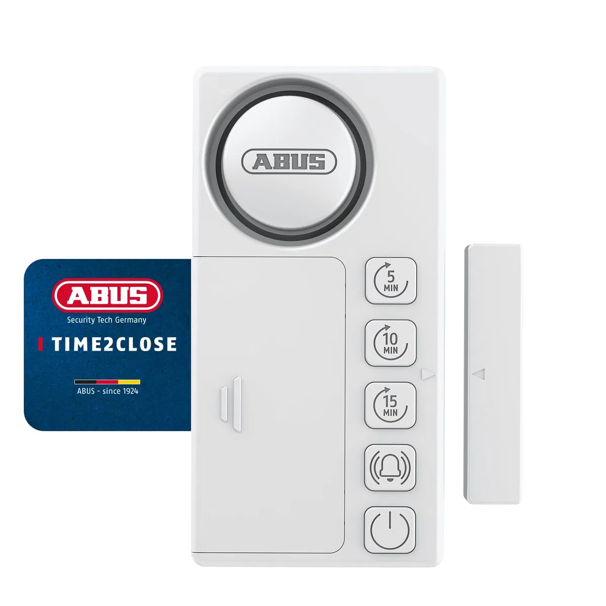 ABUS Time2Close Fensteralarm mit Countdown - Timer erinnert nach 5, 10 oder 15 Minuten an offene Fenster oder Türen - optional mit zusätzlichem Alarm bei Einbruch - zur Klebemontage